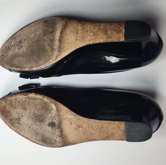 Vintage Fendi Wedge Heels Womems Size 7 Black patent leather - Picture 7 of 11